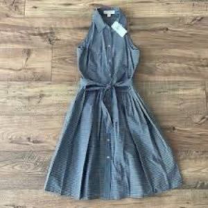 MICHAEL Michael Kors Belted Button Up Pleated Shirt Dress